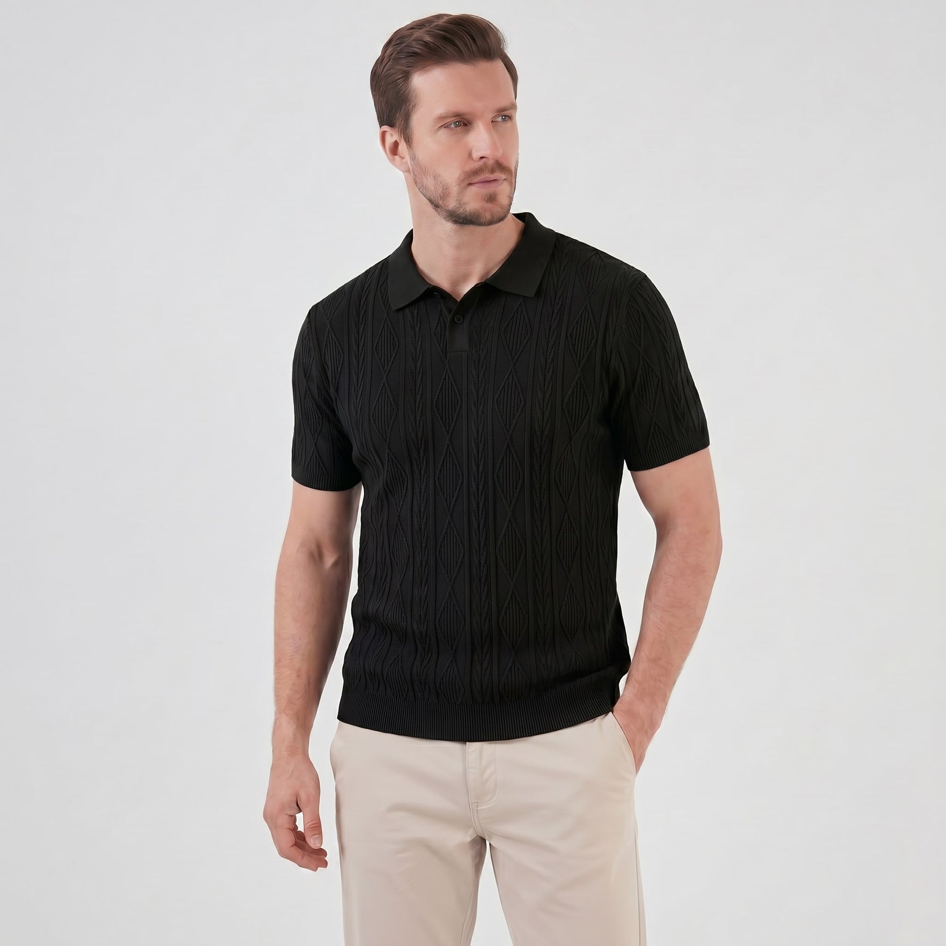 Herren Strickpolo mit Zopfmuster | Meinrad