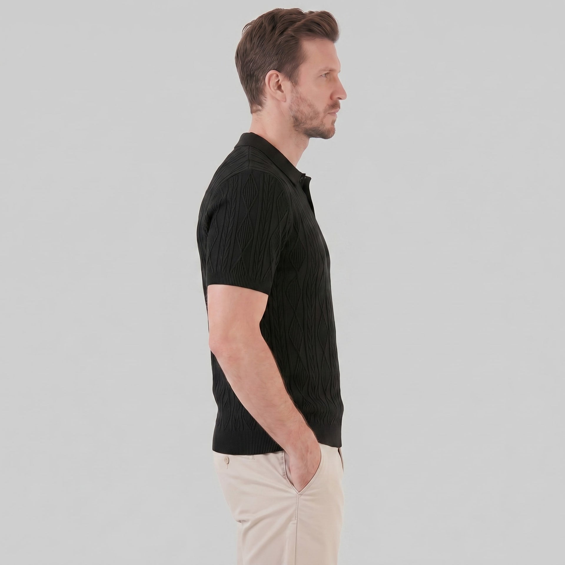 Herren Strickpolo mit Zopfmuster | Meinrad