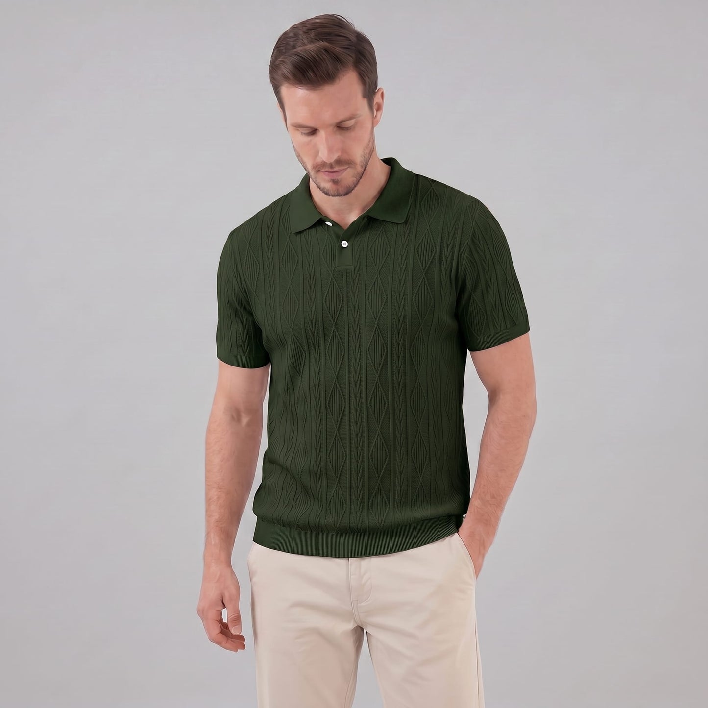 Herren Strickpolo mit Zopfmuster | Meinrad_21