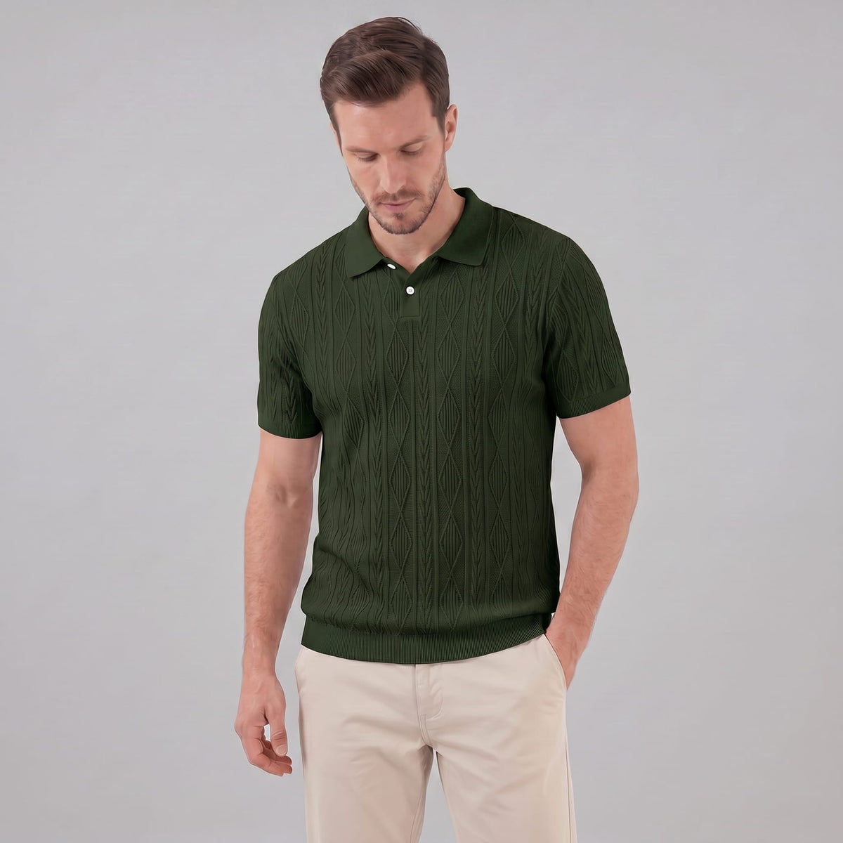 Herren Strickpolo mit Zopfmuster | Meinrad