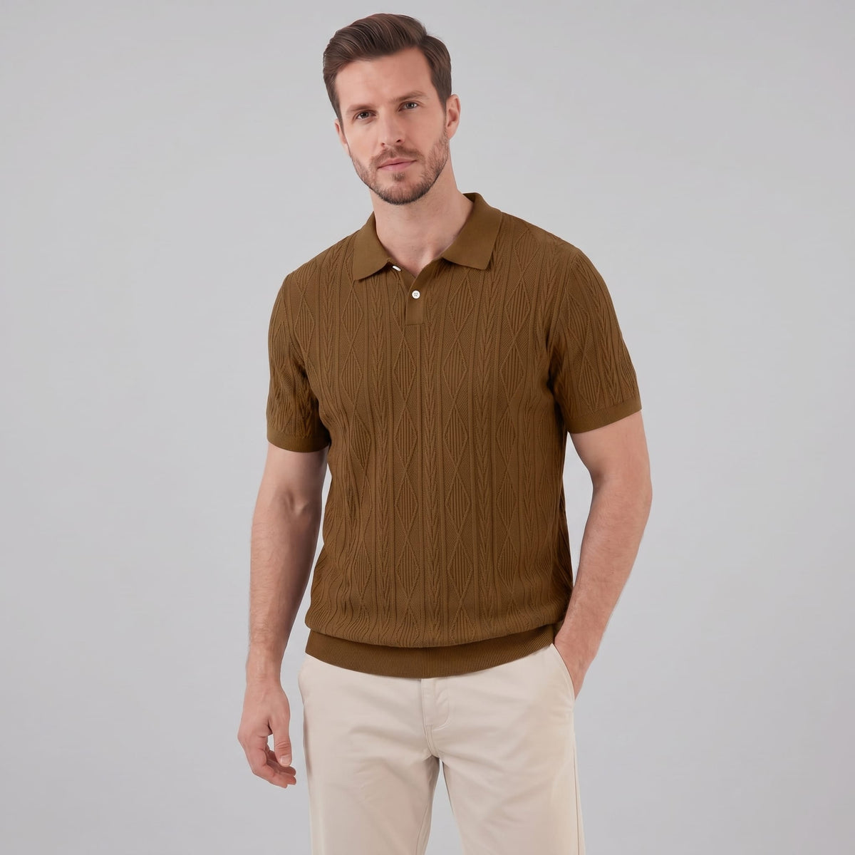 Herren Strickpolo mit Zopfmuster | Meinrad_25