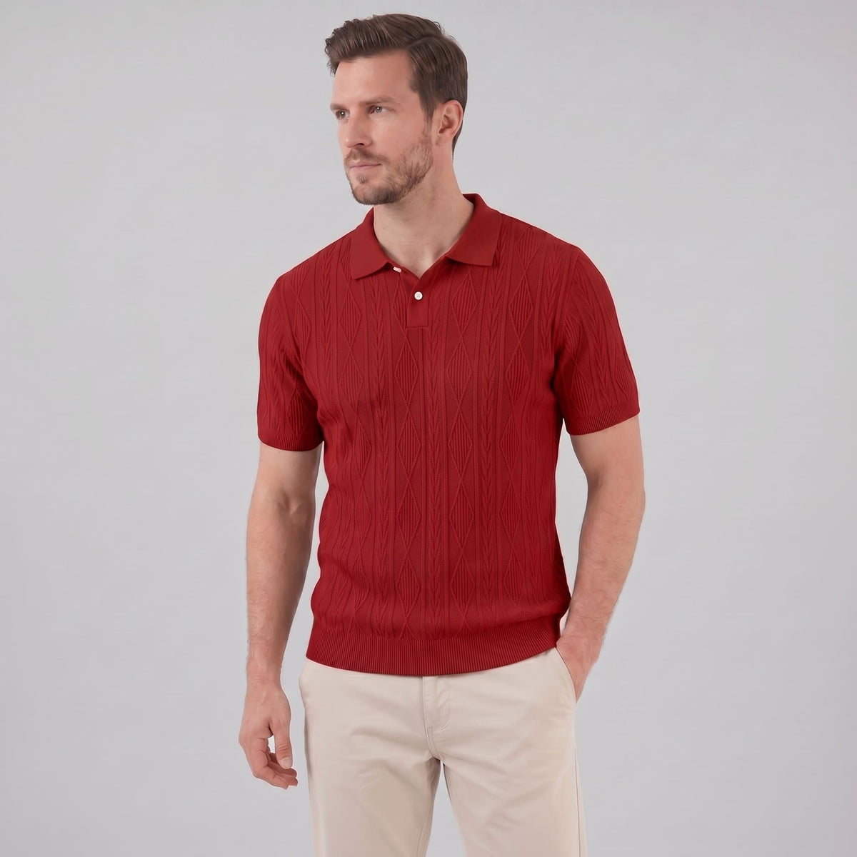 Herren Strickpolo mit Zopfmuster | Meinrad