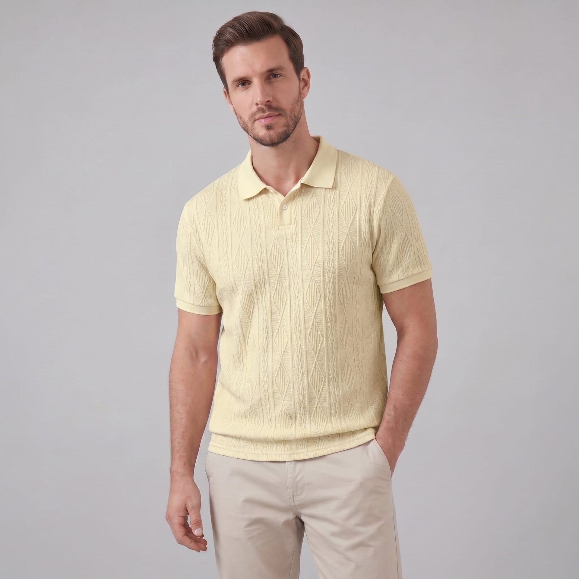 Herren Strickpolo mit Zopfmuster | Meinrad