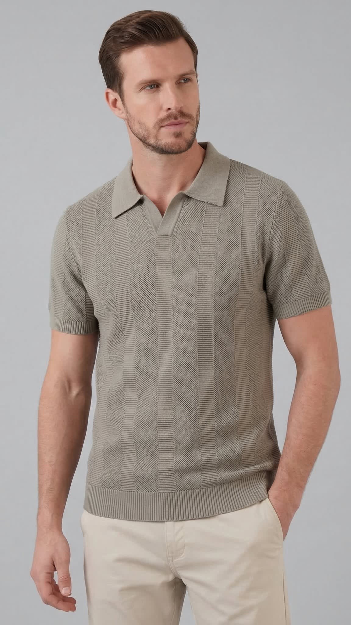 Herren Strickpolo mit Strukturmuster | Gero