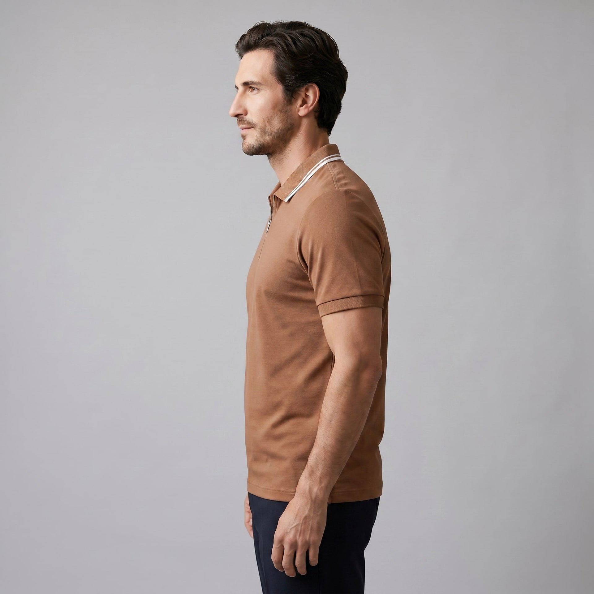Herren Poloshirt mit Reißverschluss und Kontrastkragen | Gotthilf