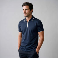 Herren Poloshirt mit Reißverschluss und Kontrastkragen | Gotthilf