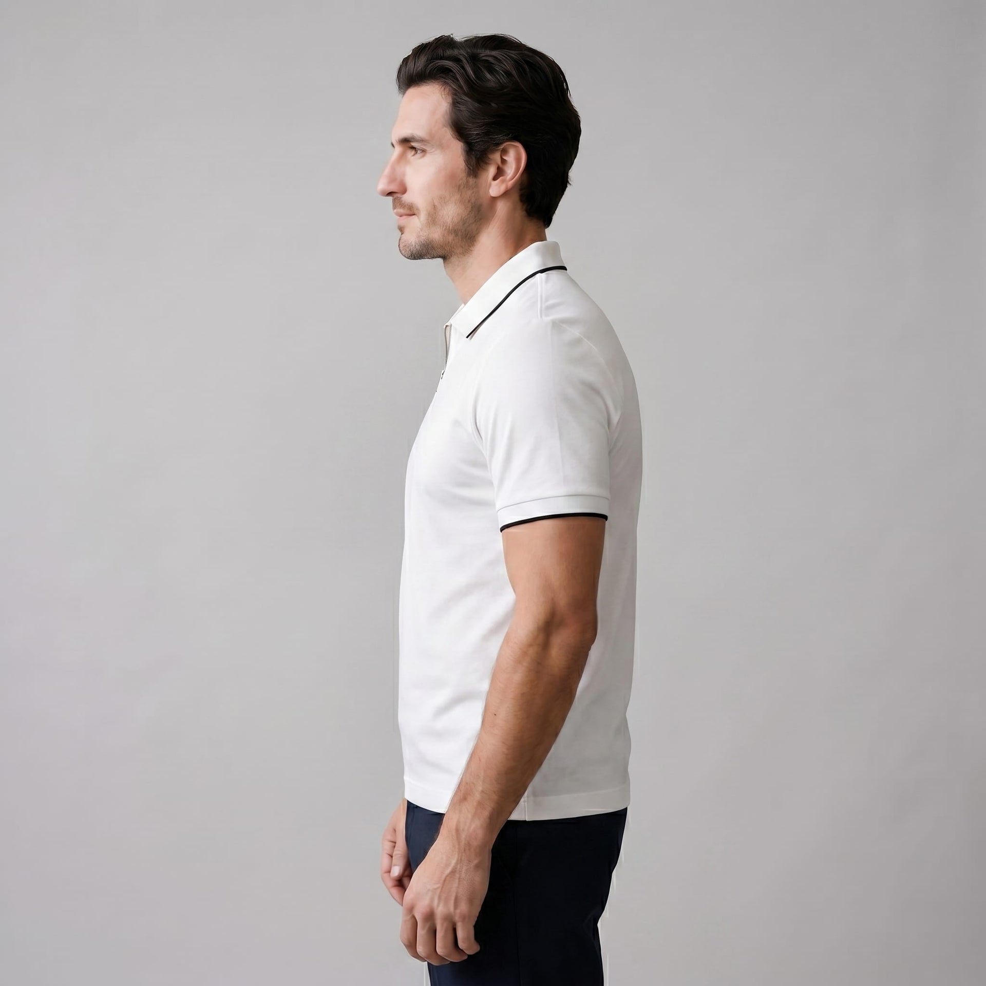 Herren Poloshirt mit Reißverschluss und Kontrastkragen | Gotthilf