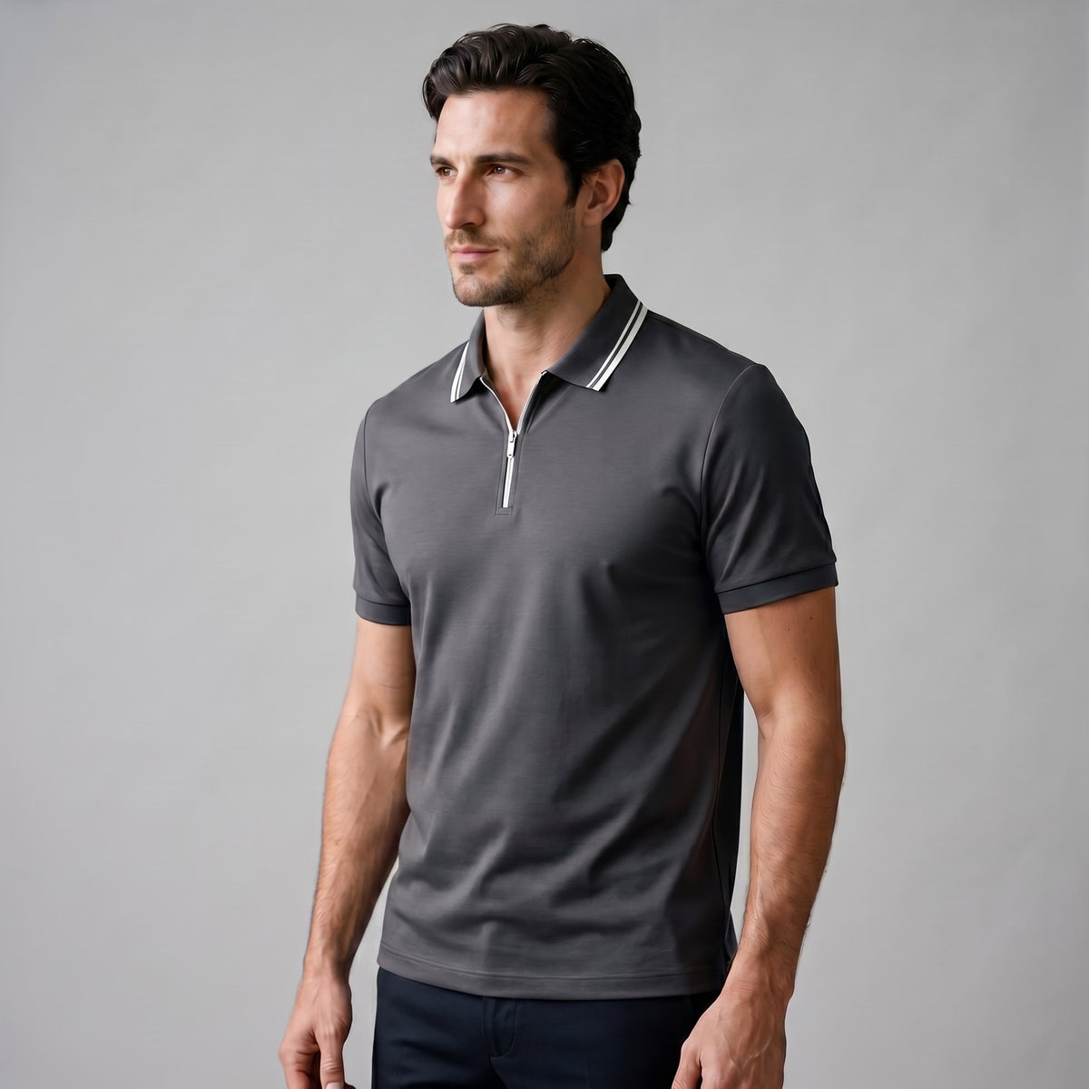 Herren Poloshirt mit Reißverschluss und Kontrastkragen | Gotthilf