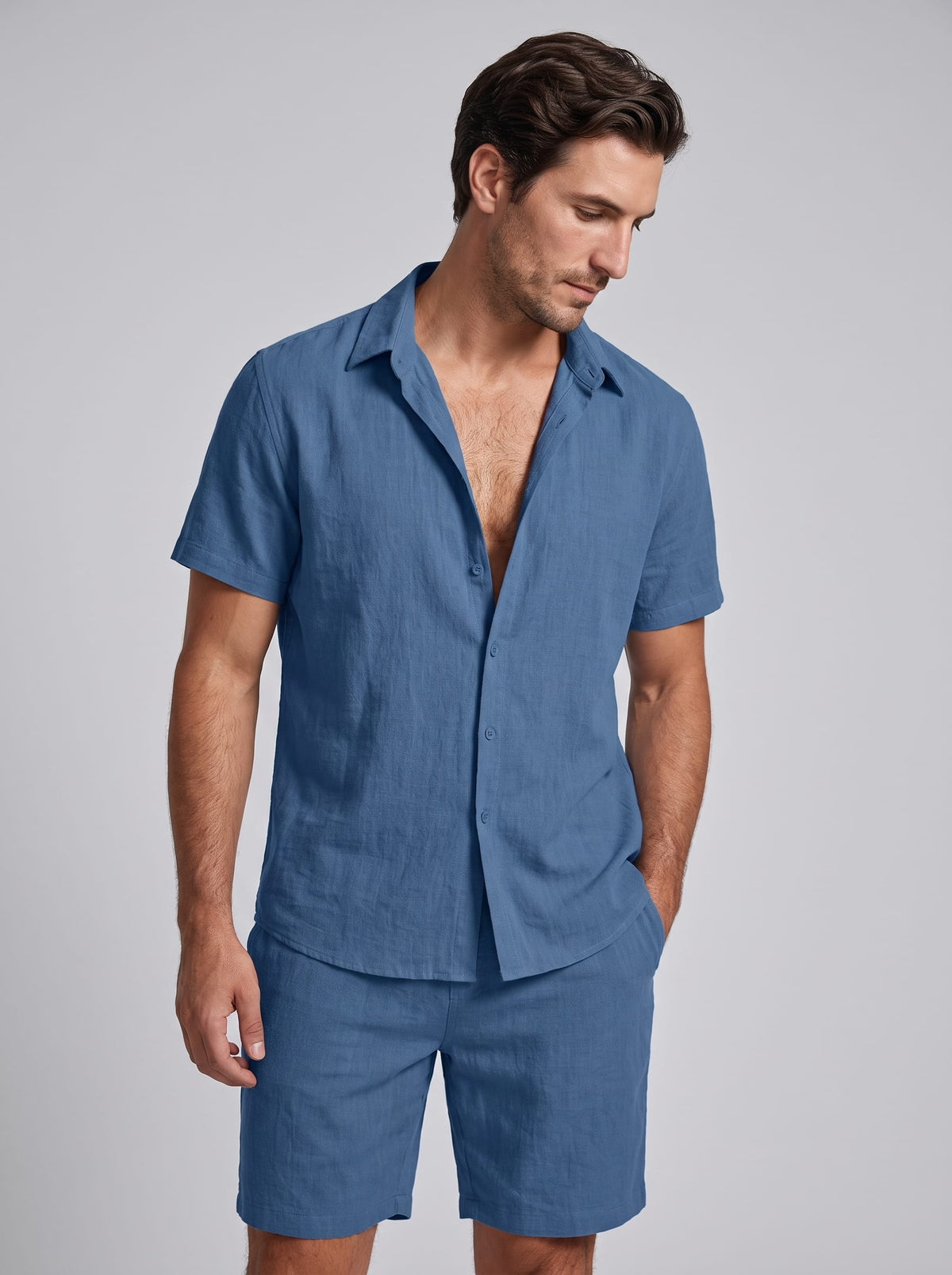 Herren Hemd-Shorts-Set Kurzarm mit Kentkragen | Daniel_19