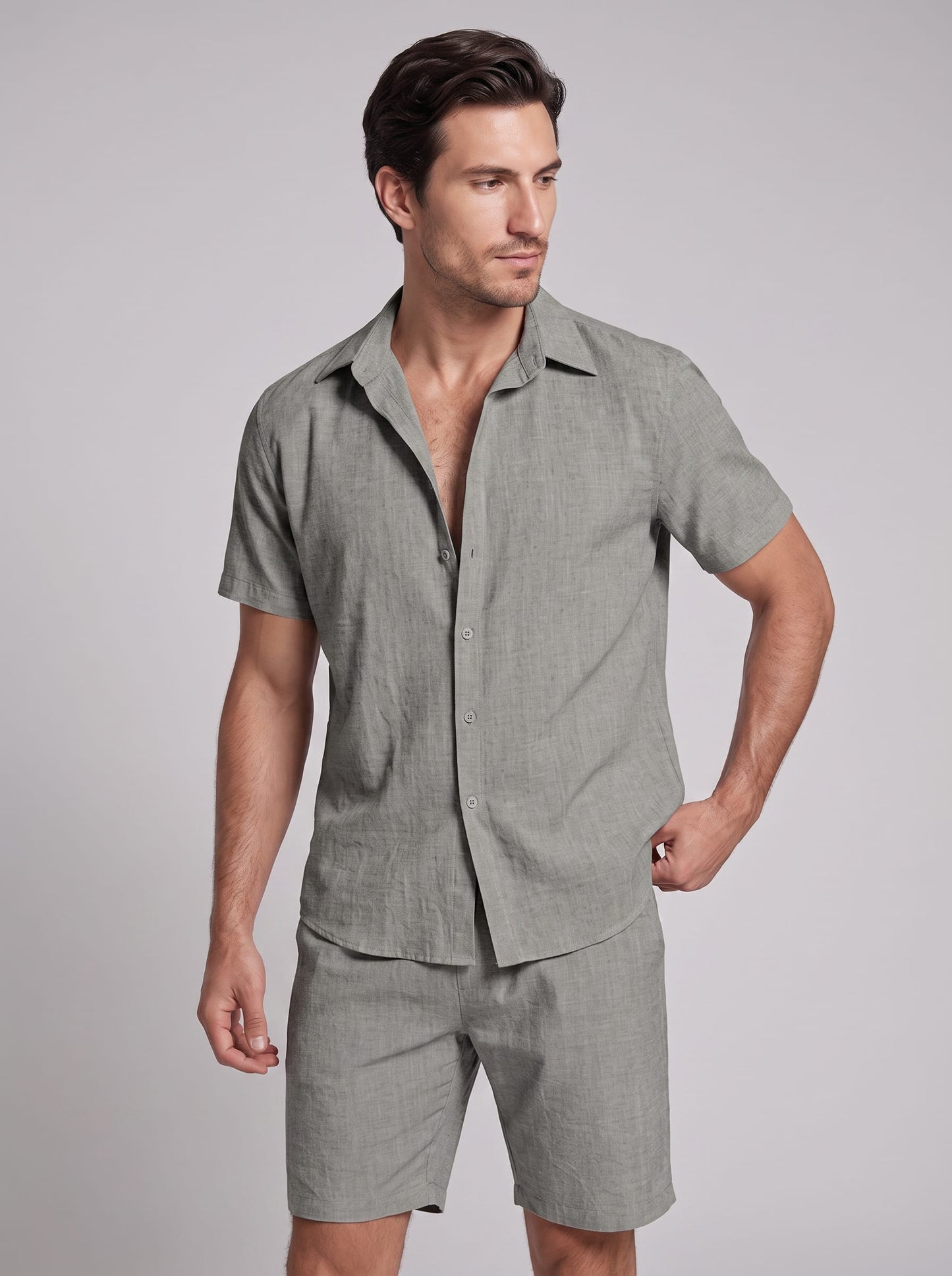 Herren Hemd-Shorts-Set Kurzarm mit Kentkragen | Daniel_37