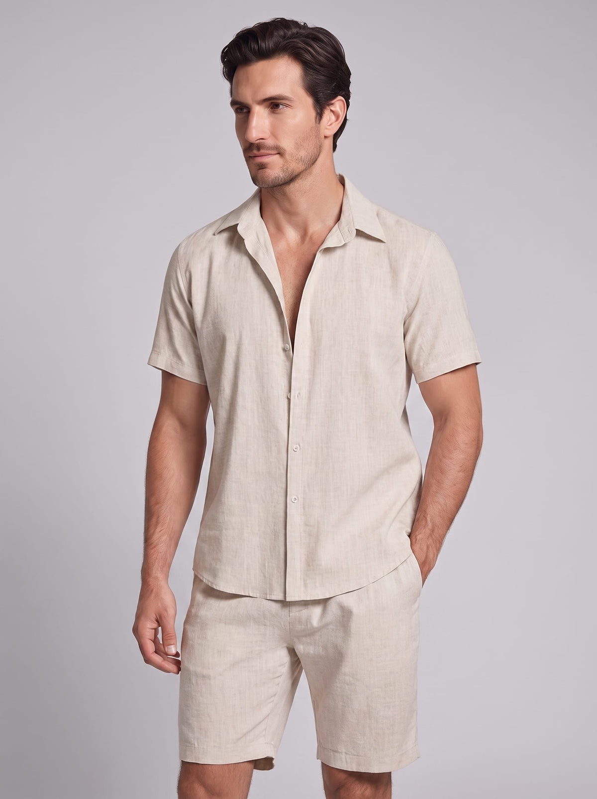 Herren Hemd-Shorts-Set Kurzarm mit Kentkragen | Daniel_7