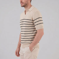 Herren Strickpoloshirt gestreift mit offenem Kragen | Gottlob
