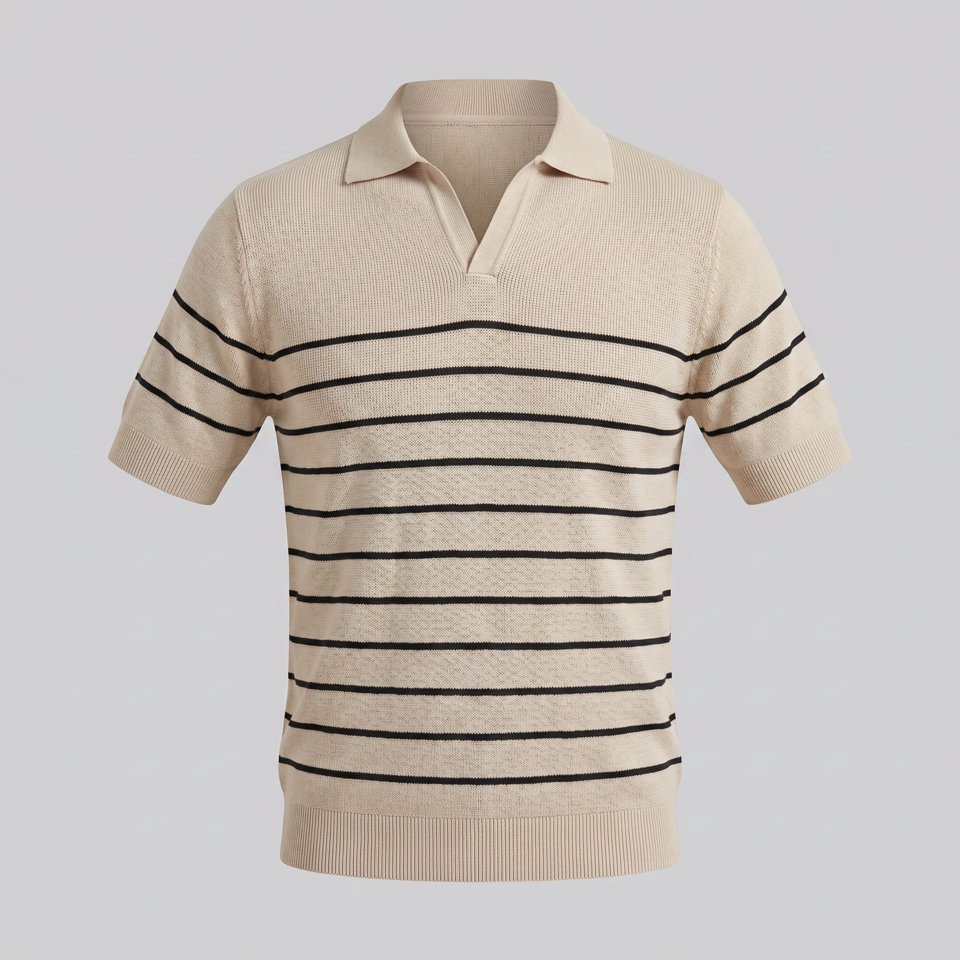 Herren Strickpoloshirt gestreift mit offenem Kragen | Gottlob