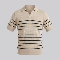 Herren Strickpoloshirt gestreift mit offenem Kragen | Gottlob