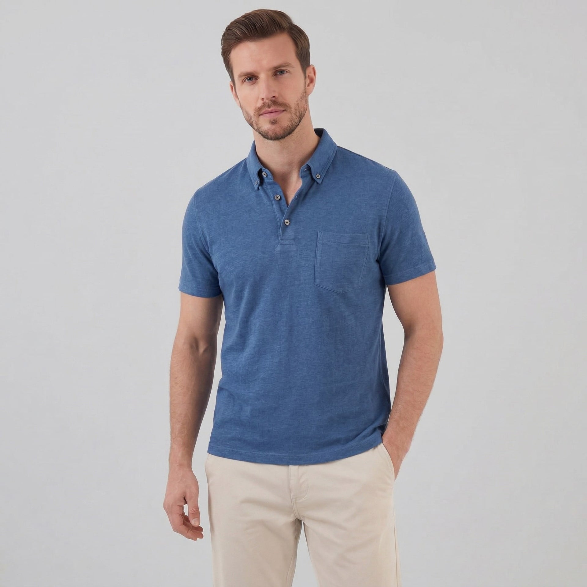 Herren Poloshirt mit Brusttasche und Knopfleiste | Gunter