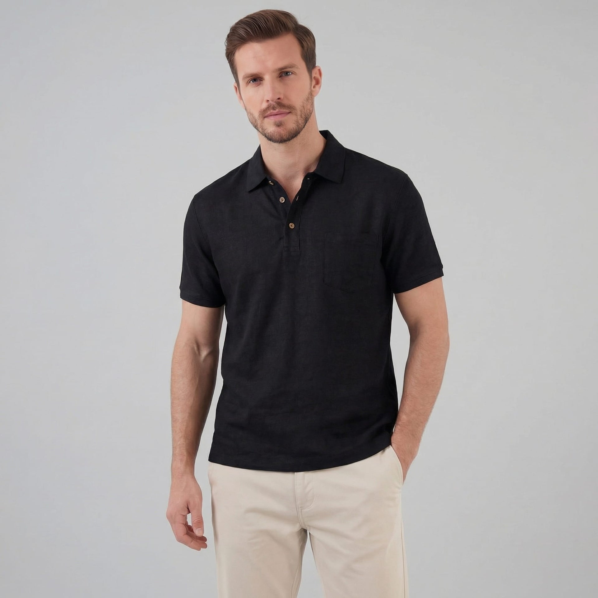 Herren Poloshirt mit Brusttasche und Knopfleiste | Gunter