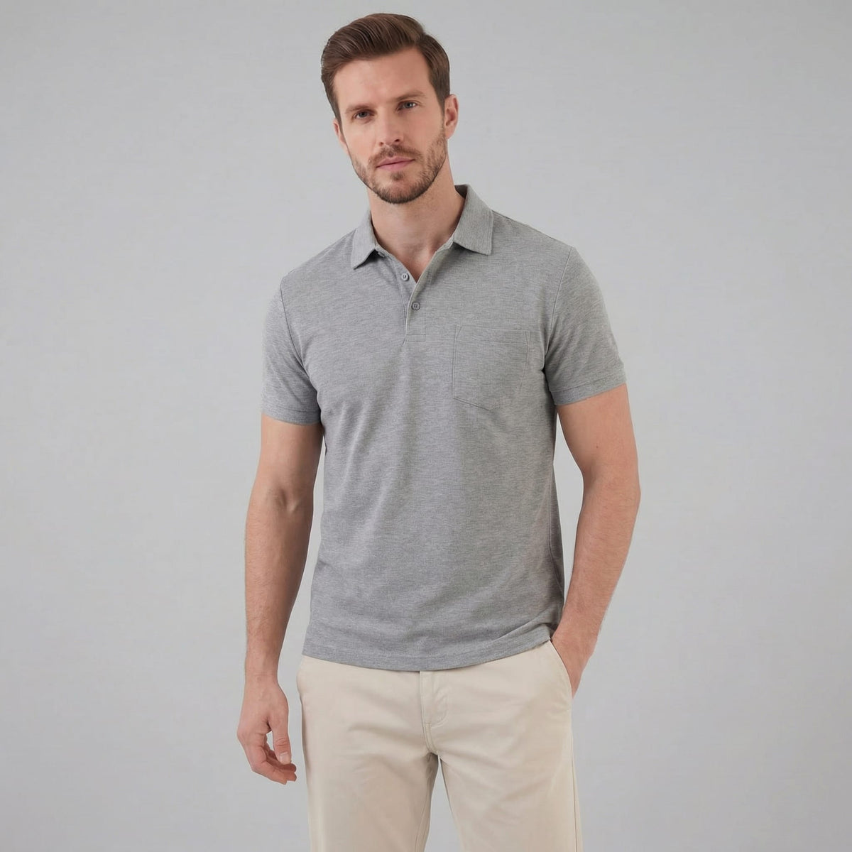 Herren Poloshirt mit Brusttasche und Knopfleiste | Gunter_27