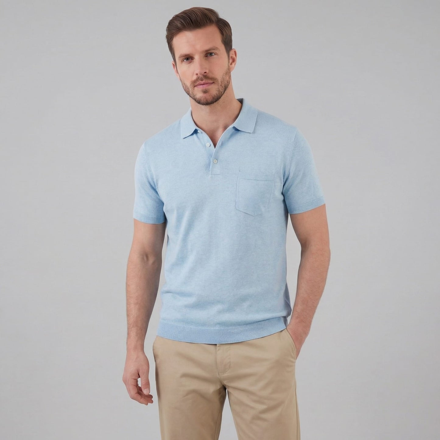Herren Poloshirt mit Brusttasche und Knopfleiste | Gunter_6