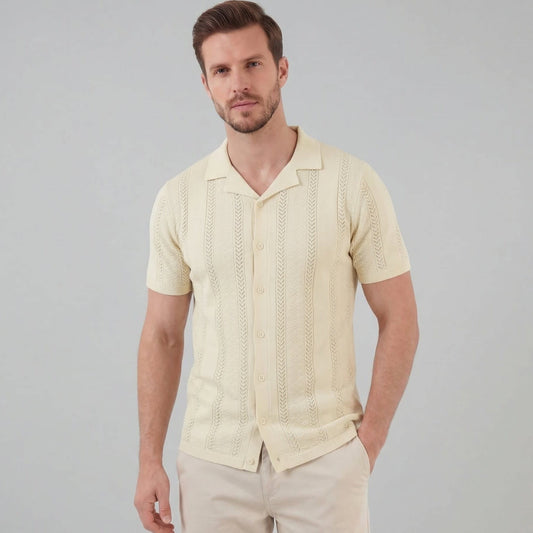 Herren Feinstrickhemd mit Lochmuster | Johann_1