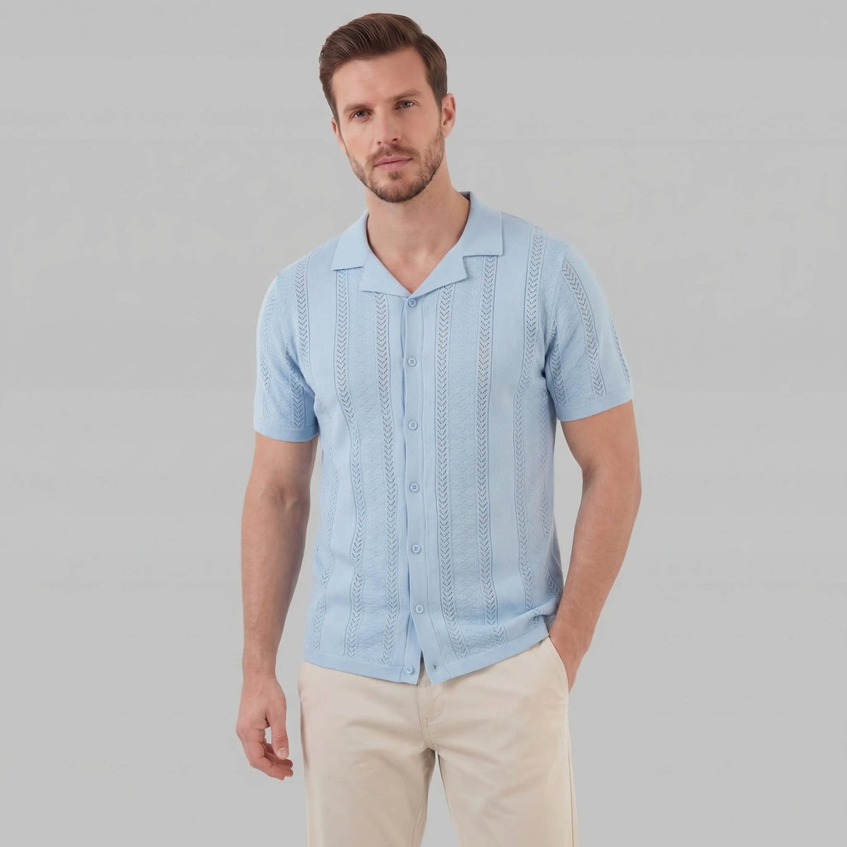 Herren Feinstrickhemd mit Lochmuster | Johann_11
