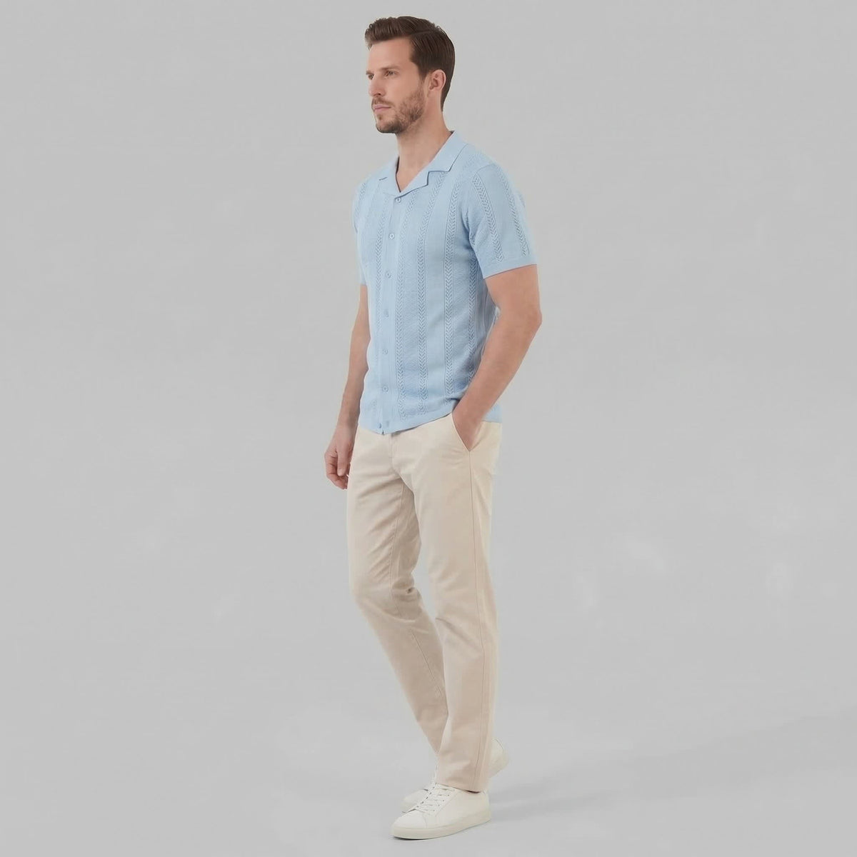 Herren Feinstrickhemd mit Lochmuster | Johann_12