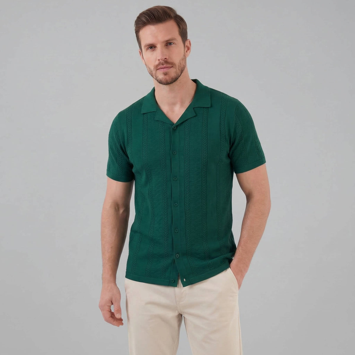 Herren Feinstrickhemd mit Lochmuster | Johann