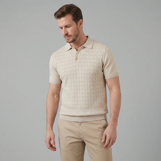 Herren Strickpoloshirt mit Ajourmuster | Gunther_1