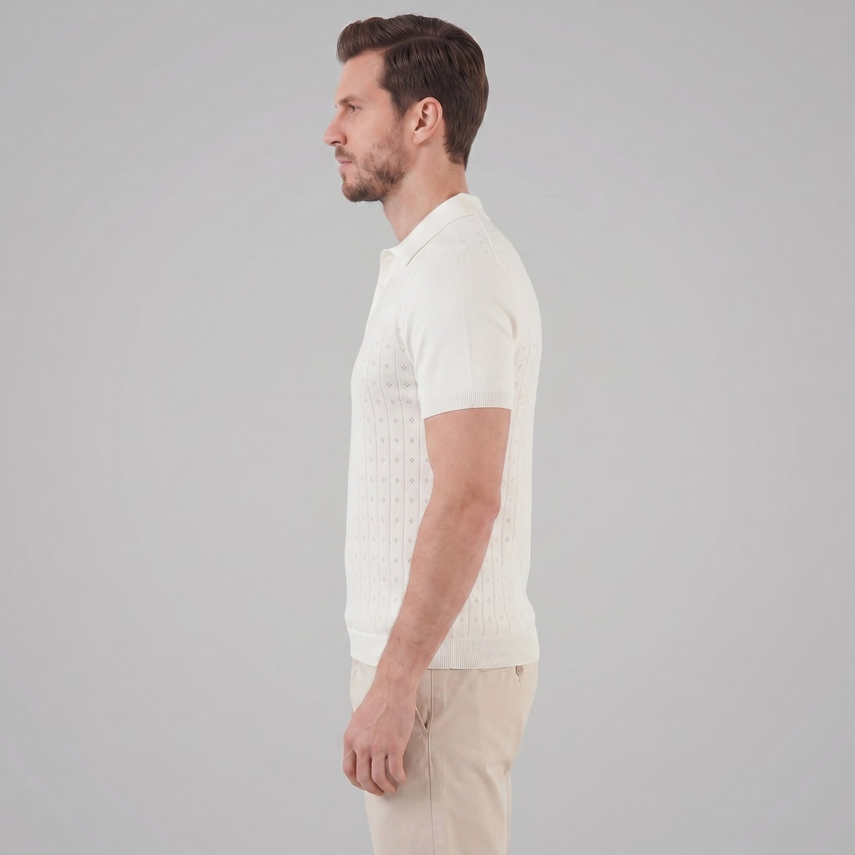 Herren Strickpoloshirt mit Ajourmuster | Gunther_17