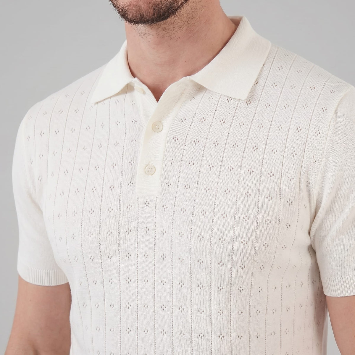 Herren Strickpoloshirt mit Ajourmuster | Gunther_18