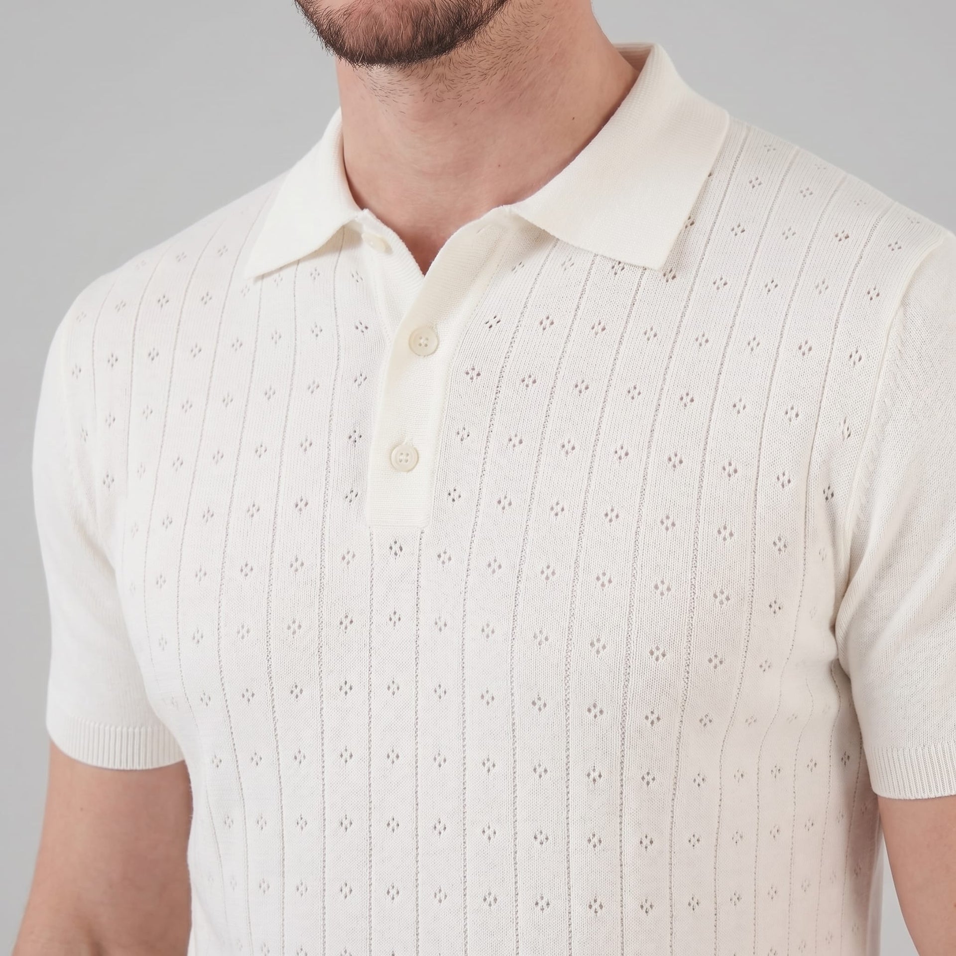 Herren Strickpoloshirt mit Ajourmuster | Gunther