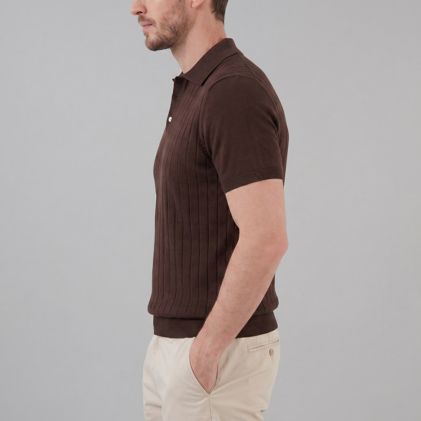 Herren Strickpoloshirt mit Ajourmuster | Gunther_21