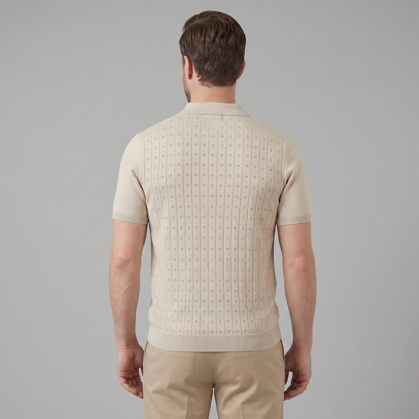 Herren Strickpoloshirt mit Ajourmuster | Gunther_3