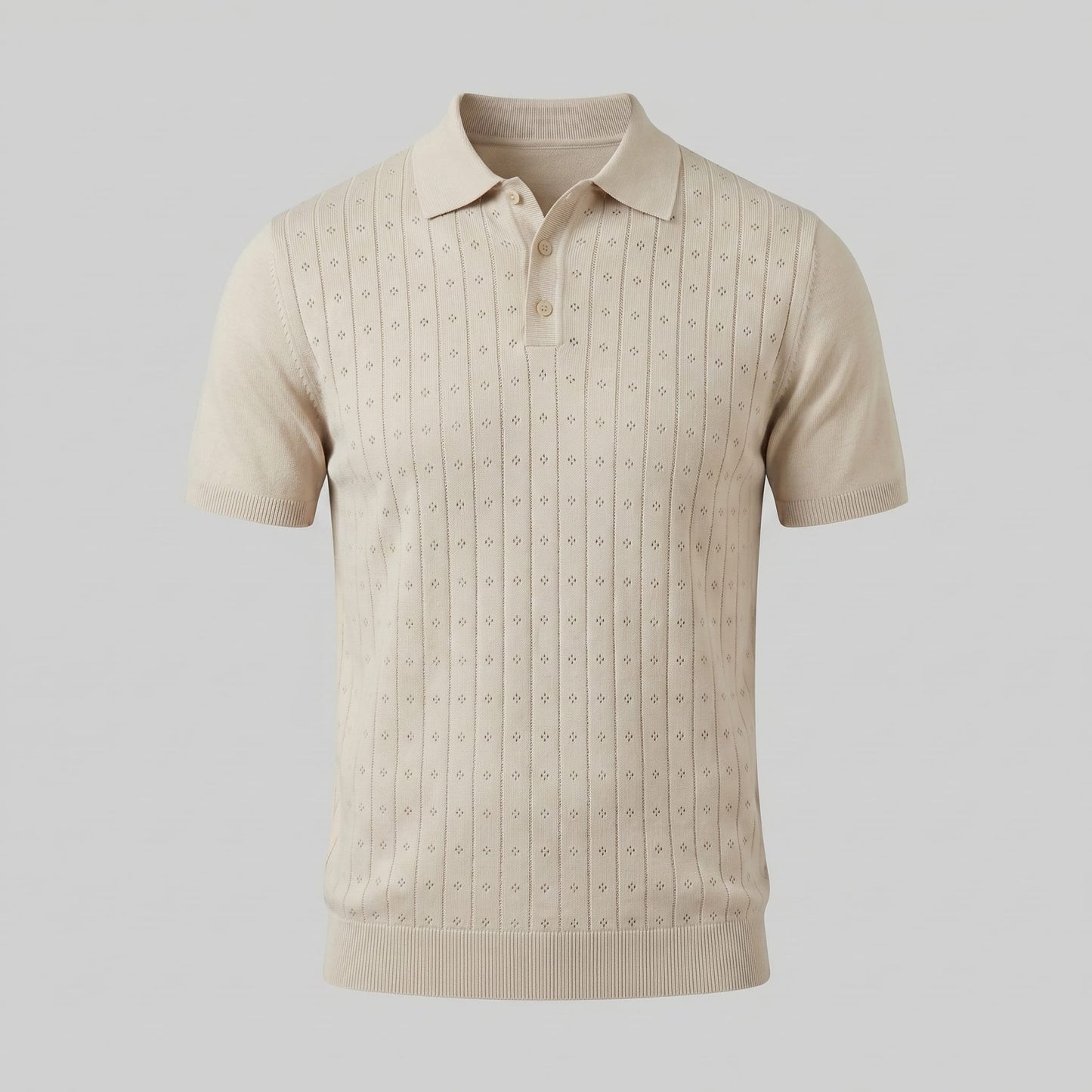 Herren Strickpoloshirt mit Ajourmuster | Gunther_5