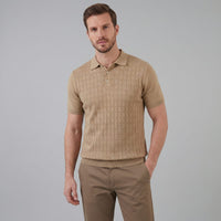 Herren Strickpoloshirt mit Ajourmuster | Gunther