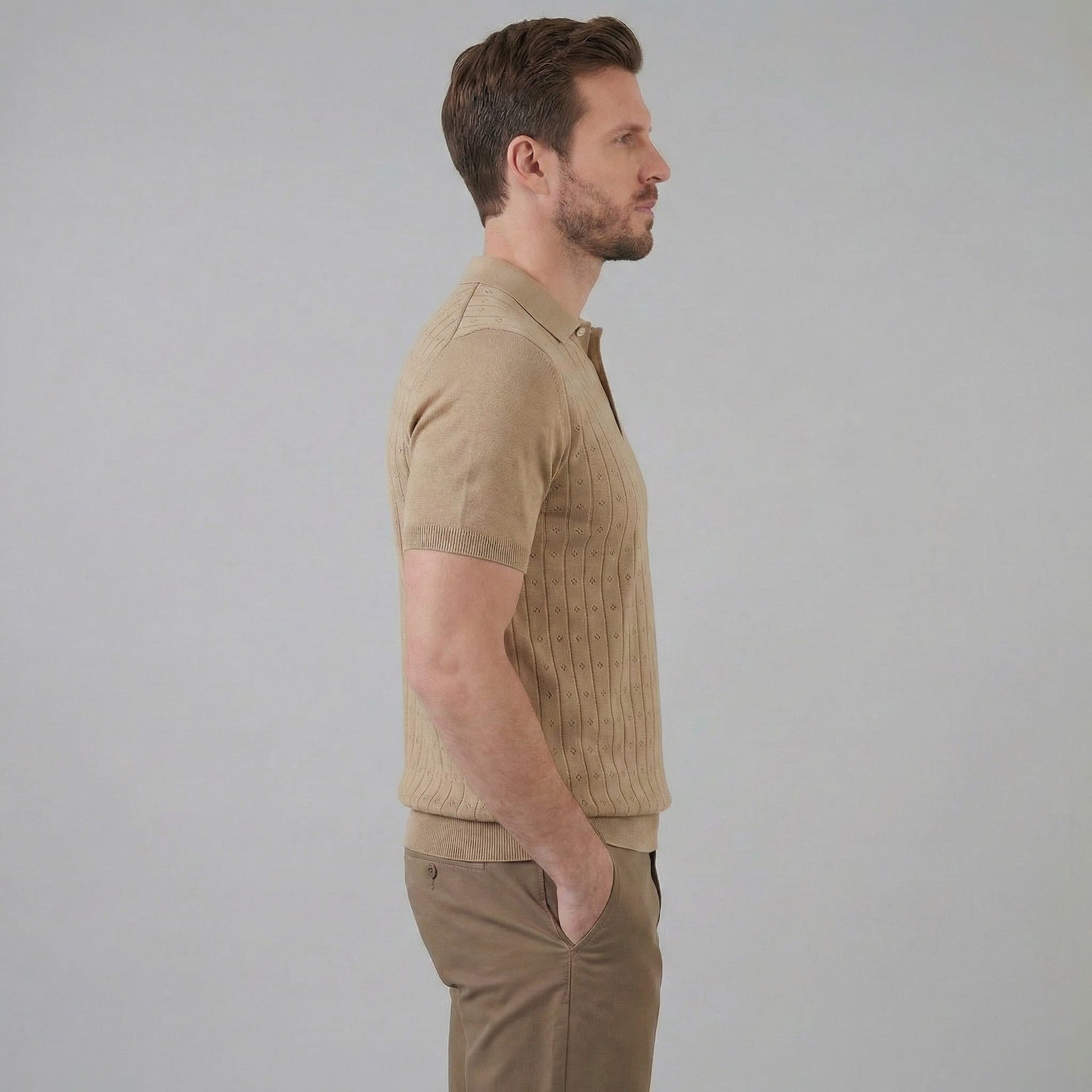 Herren Strickpoloshirt mit Ajourmuster | Gunther