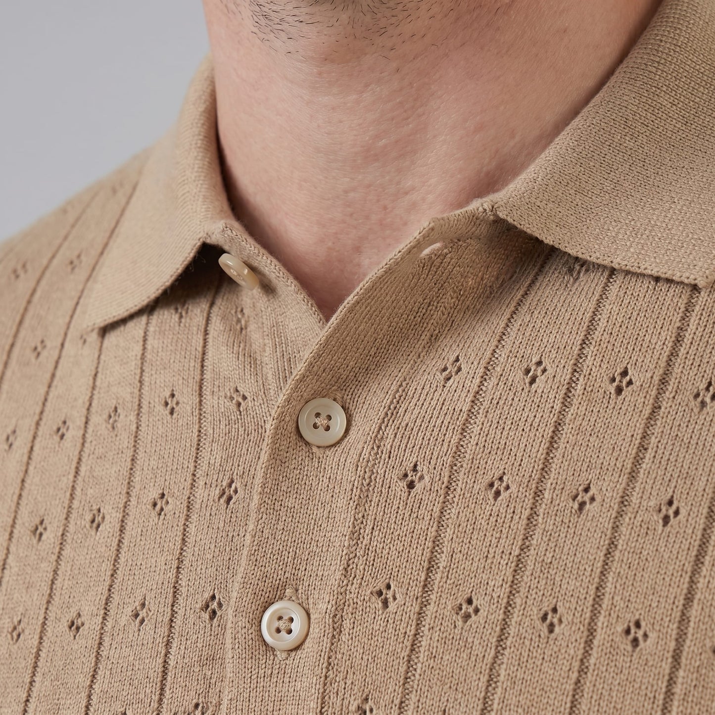 Herren Strickpoloshirt mit Ajourmuster | Gunther_9