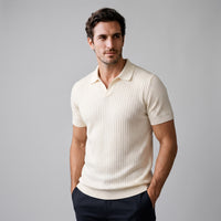 Herren Rippstrickpoloshirt Slim Fit mit V-Ausschnitt | Götz