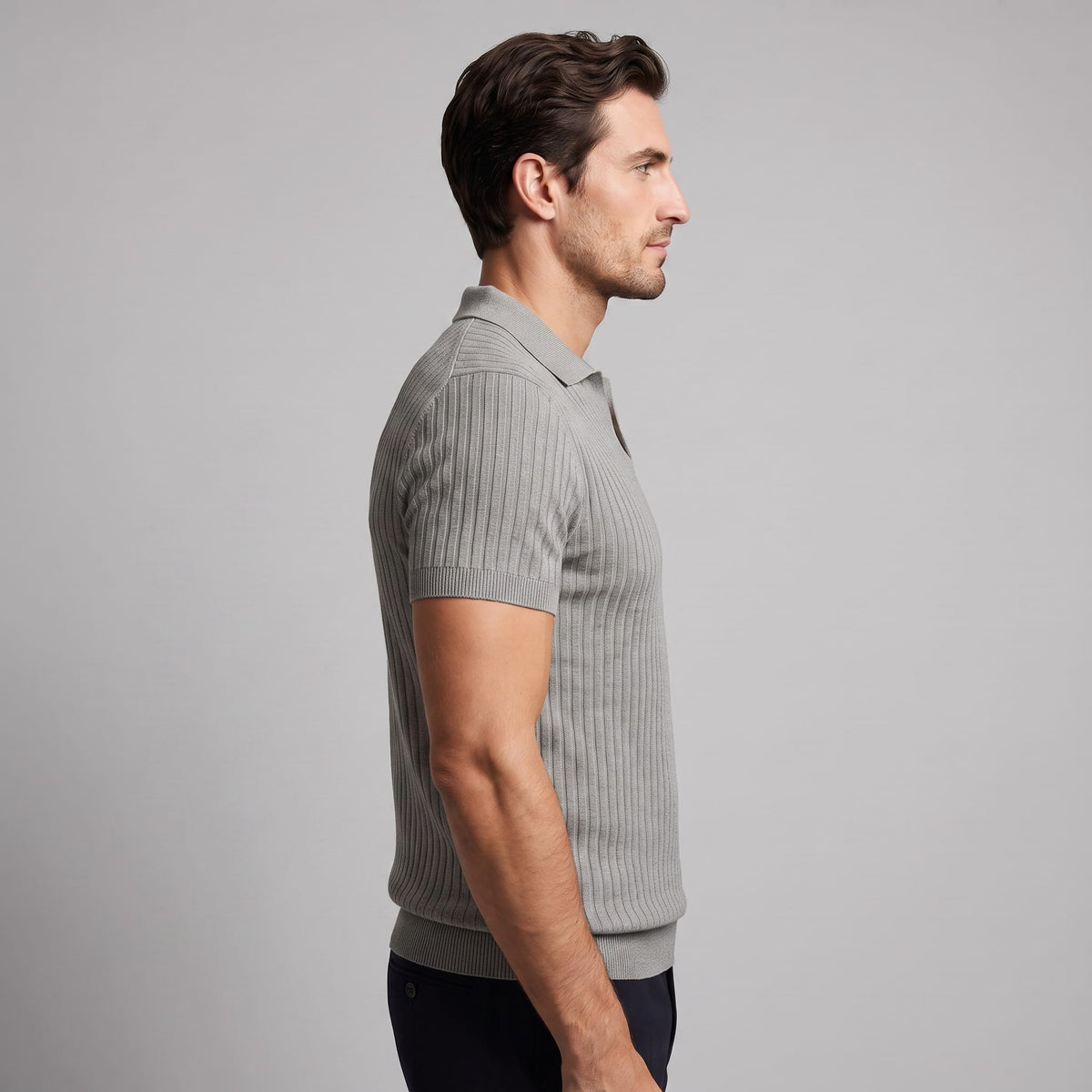 Herren Rippstrickpoloshirt Slim Fit mit V-Ausschnitt | Götz_10