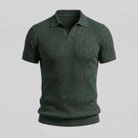 Herren Rippstrickpoloshirt Slim Fit mit V-Ausschnitt | Götz
