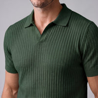 Herren Rippstrickpoloshirt Slim Fit mit V-Ausschnitt | Götz