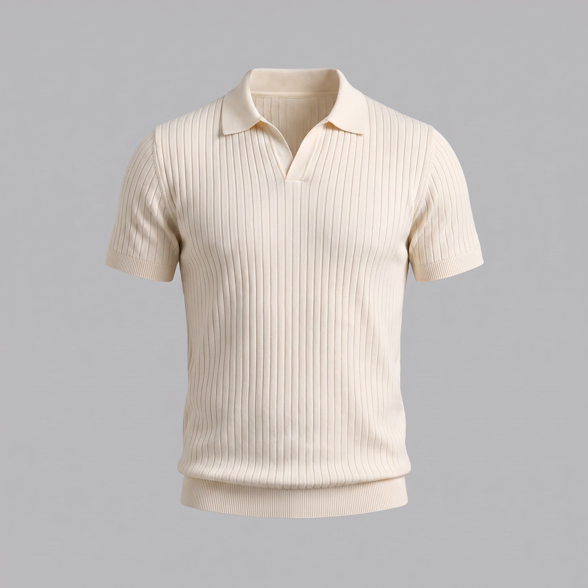 Herren Rippstrickpoloshirt Slim Fit mit V-Ausschnitt | Götz