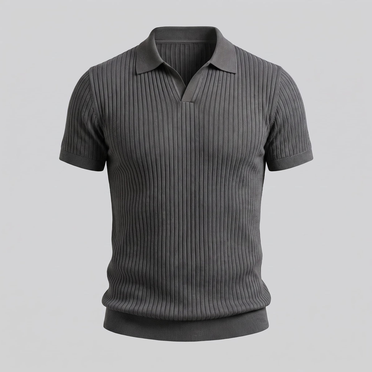 Herren Rippstrickpoloshirt Slim Fit mit V-Ausschnitt | Götz