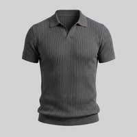 Herren Rippstrickpoloshirt Slim Fit mit V-Ausschnitt | Götz
