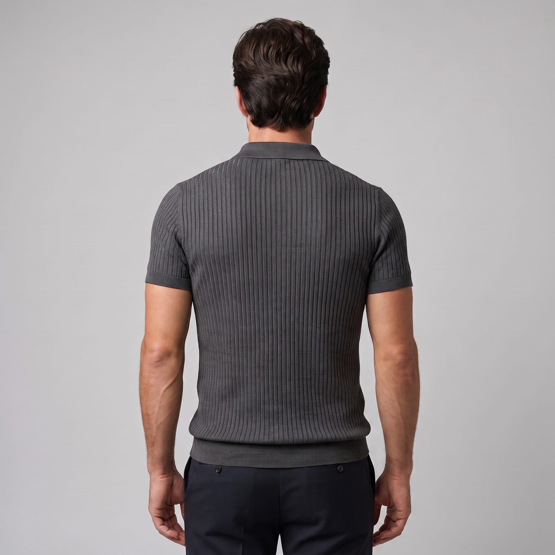 Herren Rippstrickpoloshirt Slim Fit mit V-Ausschnitt | Götz