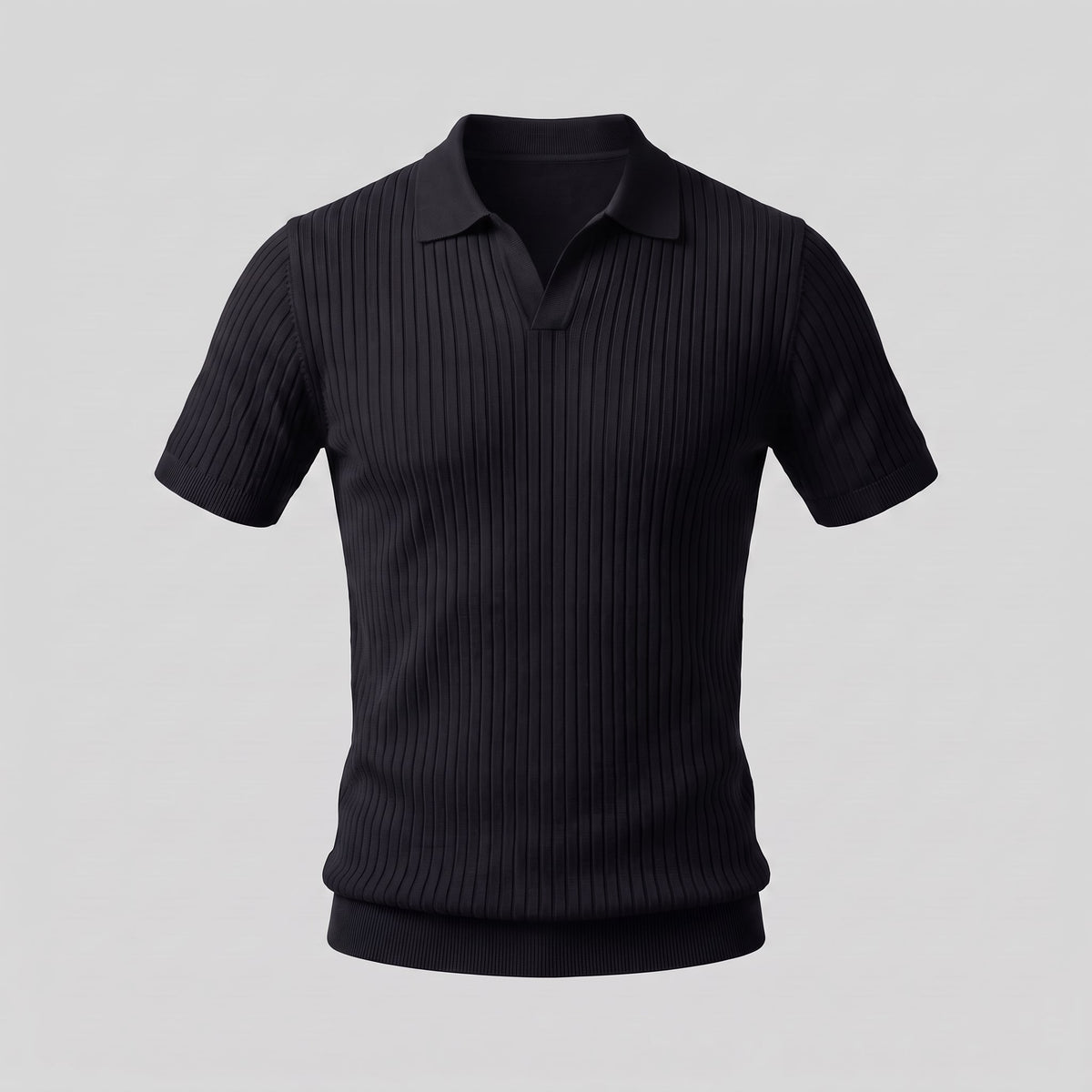 Herren Rippstrickpoloshirt Slim Fit mit V-Ausschnitt | Götz