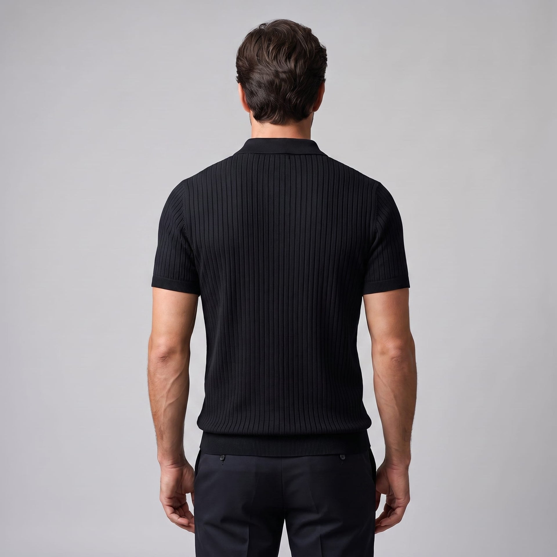 Herren Rippstrickpoloshirt Slim Fit mit V-Ausschnitt | Götz