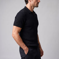 Herren Rippstrickpoloshirt Slim Fit mit V-Ausschnitt | Götz