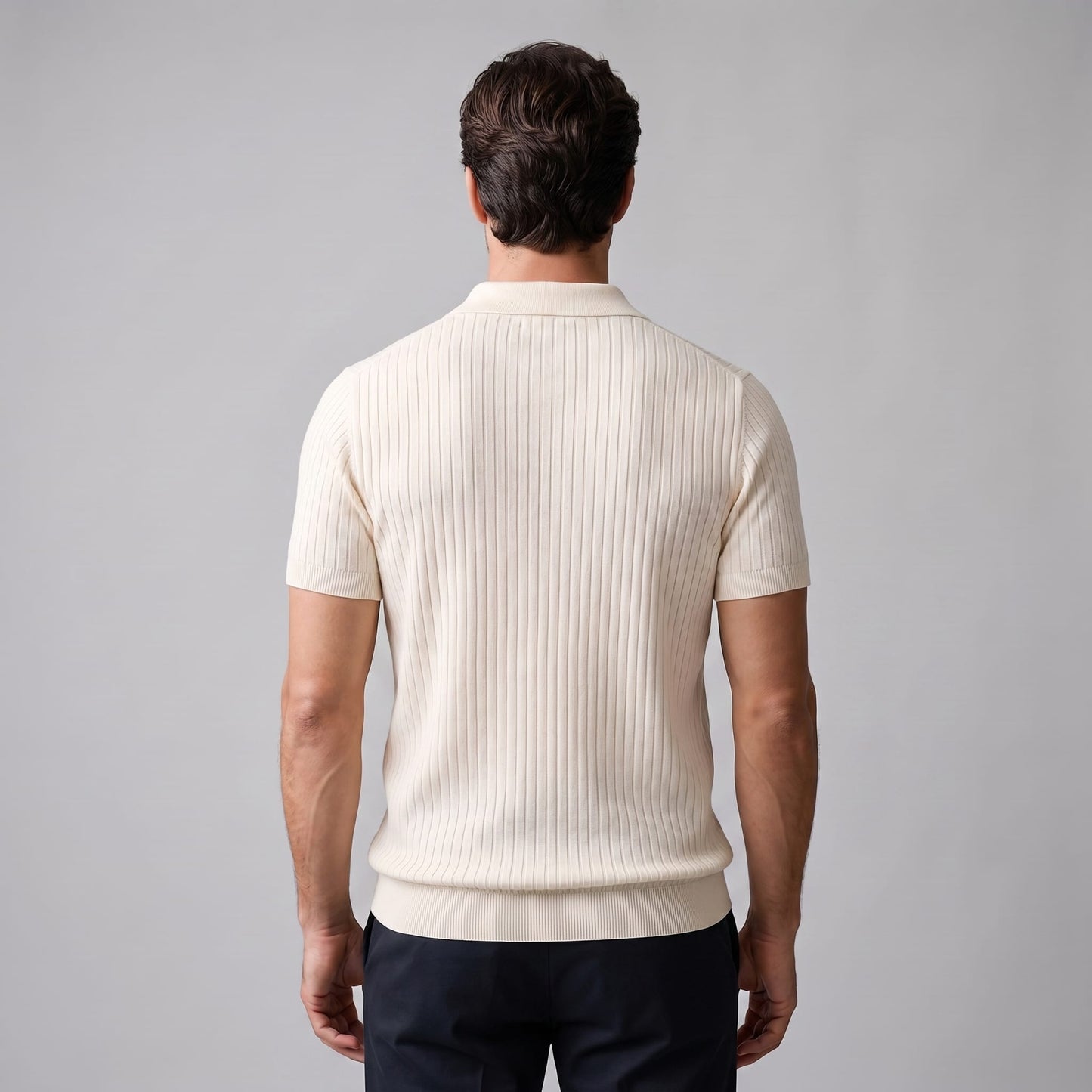 Herren Rippstrickpoloshirt Slim Fit mit V-Ausschnitt | Götz_3