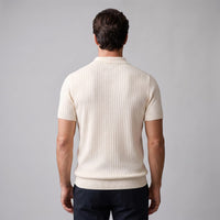 Herren Rippstrickpoloshirt Slim Fit mit V-Ausschnitt | Götz