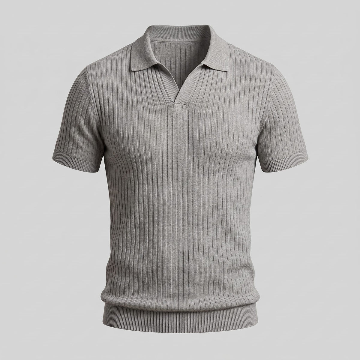 Herren Rippstrickpoloshirt Slim Fit mit V-Ausschnitt | Götz